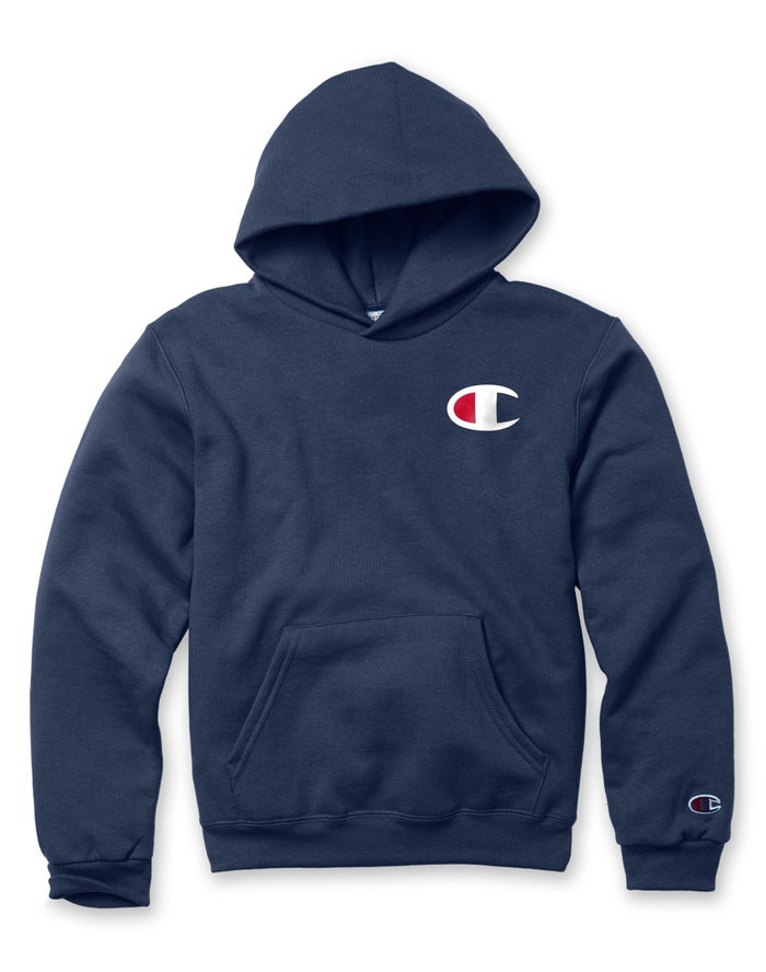 Sudadera Con Capucha Champion Niña - Double Dry Giant C Logo ( Azul Marino ) 4729356-ET